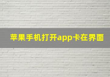 苹果手机打开app卡在界面