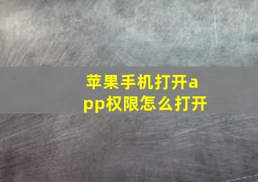 苹果手机打开app权限怎么打开