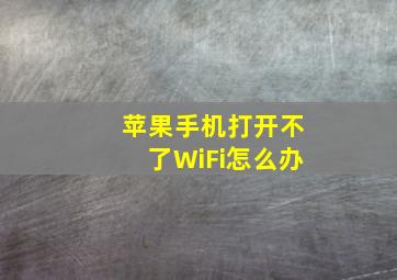 苹果手机打开不了WiFi怎么办