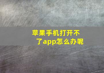 苹果手机打开不了app怎么办呢