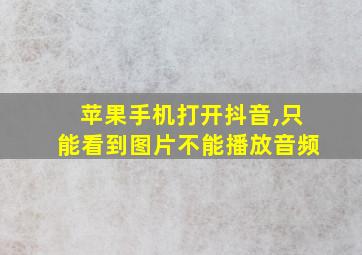 苹果手机打开抖音,只能看到图片不能播放音频