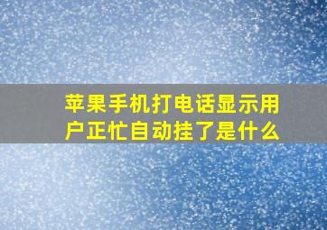 苹果手机打电话显示用户正忙自动挂了是什么