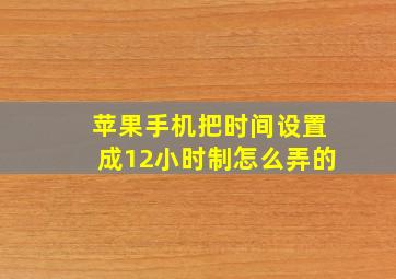 苹果手机把时间设置成12小时制怎么弄的