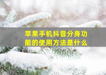 苹果手机抖音分身功能的使用方法是什么