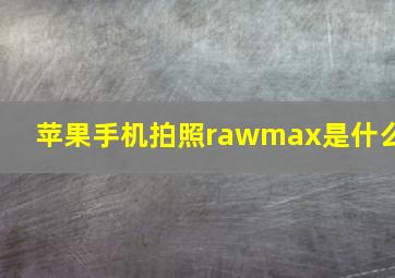 苹果手机拍照rawmax是什么