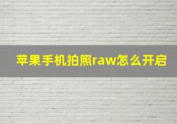 苹果手机拍照raw怎么开启