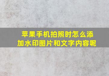 苹果手机拍照时怎么添加水印图片和文字内容呢