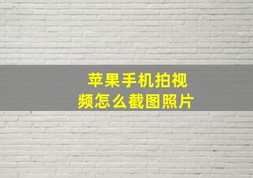 苹果手机拍视频怎么截图照片