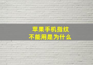 苹果手机指纹不能用是为什么