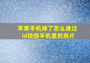 苹果手机掉了怎么通过id找回手机里的照片