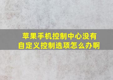 苹果手机控制中心没有自定义控制选项怎么办啊