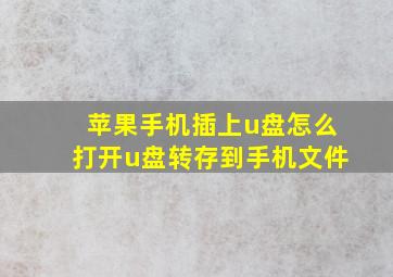 苹果手机插上u盘怎么打开u盘转存到手机文件