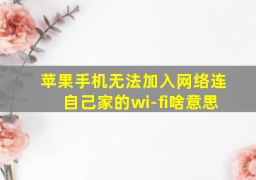 苹果手机无法加入网络连自己家的wi-fi啥意思