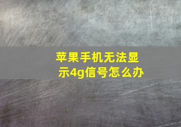 苹果手机无法显示4g信号怎么办