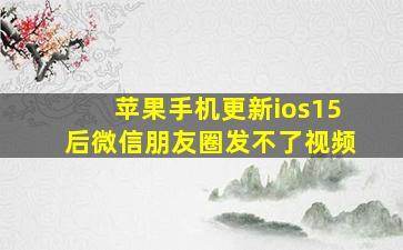 苹果手机更新ios15后微信朋友圈发不了视频