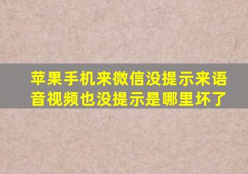 苹果手机来微信没提示来语音视频也没提示是哪里坏了