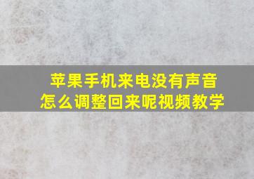 苹果手机来电没有声音怎么调整回来呢视频教学