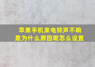 苹果手机来电铃声不响是为什么原因呢怎么设置