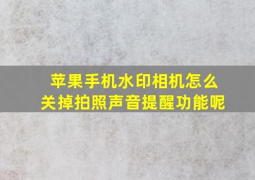 苹果手机水印相机怎么关掉拍照声音提醒功能呢