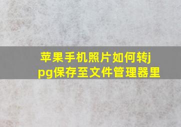 苹果手机照片如何转jpg保存至文件管理器里