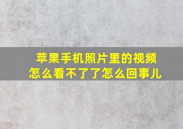 苹果手机照片里的视频怎么看不了了怎么回事儿