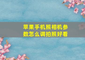 苹果手机照相机参数怎么调拍照好看