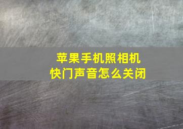 苹果手机照相机快门声音怎么关闭