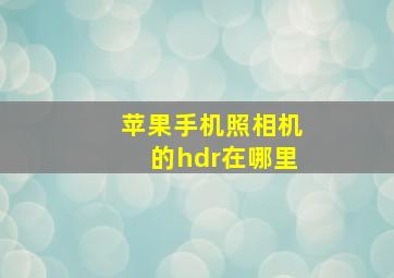 苹果手机照相机的hdr在哪里