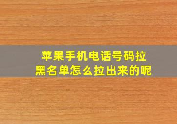 苹果手机电话号码拉黑名单怎么拉出来的呢