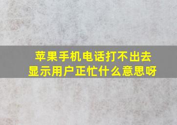 苹果手机电话打不出去显示用户正忙什么意思呀