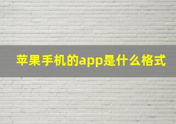 苹果手机的app是什么格式