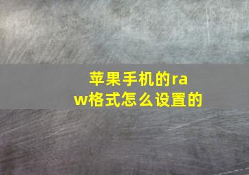 苹果手机的raw格式怎么设置的