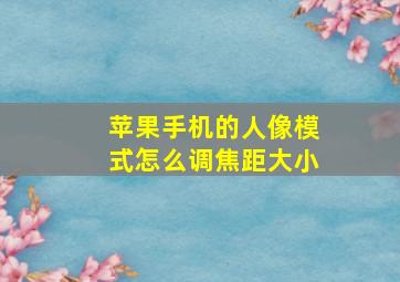 苹果手机的人像模式怎么调焦距大小