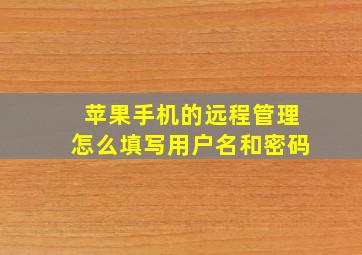 苹果手机的远程管理怎么填写用户名和密码