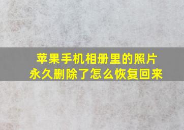 苹果手机相册里的照片永久删除了怎么恢复回来