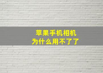 苹果手机相机为什么用不了了