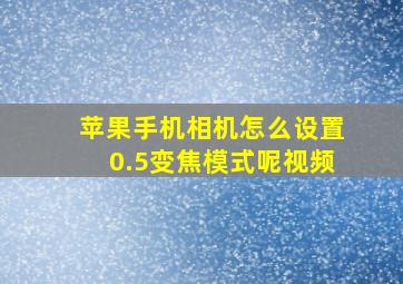 苹果手机相机怎么设置0.5变焦模式呢视频