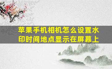 苹果手机相机怎么设置水印时间地点显示在屏幕上