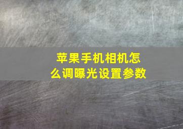 苹果手机相机怎么调曝光设置参数