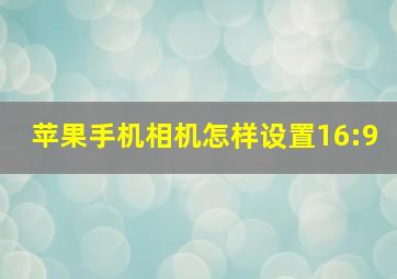 苹果手机相机怎样设置16:9