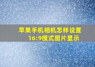 苹果手机相机怎样设置16:9模式图片显示