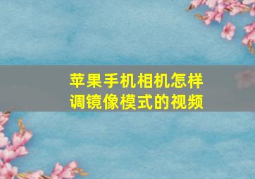 苹果手机相机怎样调镜像模式的视频