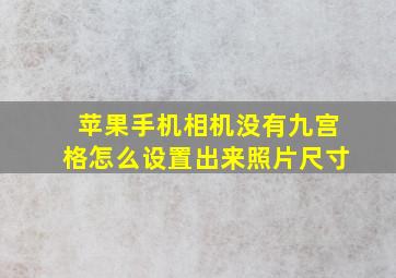 苹果手机相机没有九宫格怎么设置出来照片尺寸