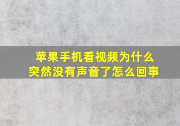 苹果手机看视频为什么突然没有声音了怎么回事