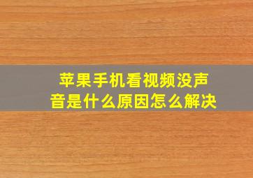 苹果手机看视频没声音是什么原因怎么解决