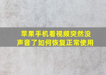 苹果手机看视频突然没声音了如何恢复正常使用