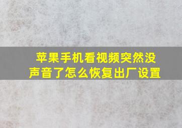 苹果手机看视频突然没声音了怎么恢复出厂设置