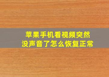 苹果手机看视频突然没声音了怎么恢复正常