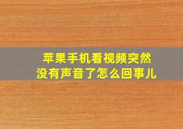 苹果手机看视频突然没有声音了怎么回事儿