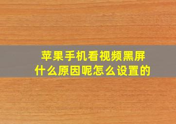 苹果手机看视频黑屏什么原因呢怎么设置的